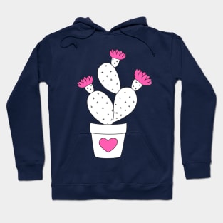 cactus in the pot with pink flowers Hoodie